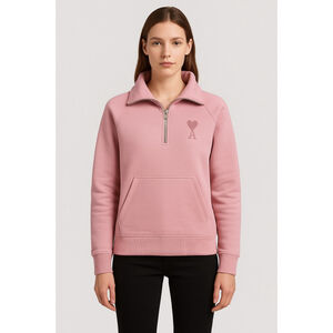 Ami de Coeur Pink Organic Cotton Half-Zip Sweatshirt XXS NWT